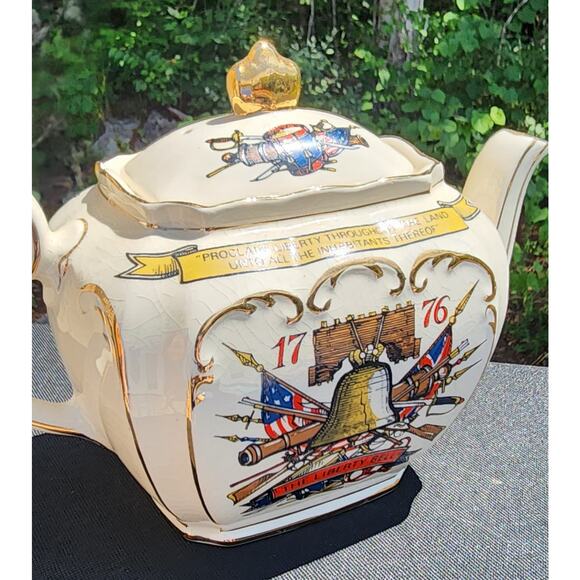SADLER ENGLAND CUBE TEAPOT AMERICAN BI-CENTENARY 1776-1976 WAR OF INDEPENDENCE - Picture 6 of 9